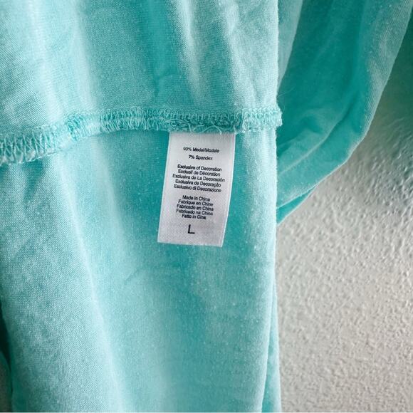 Oscar de la Renta Lace Trim Modal Midi Teal Nightgown PJs - Picture 7 of 7